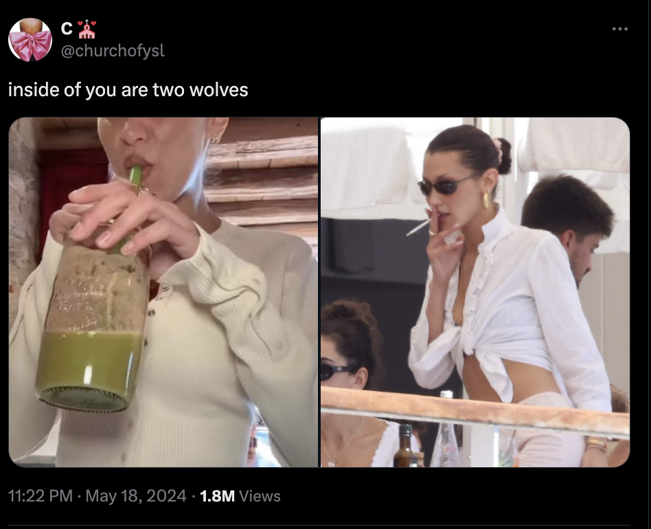 Bella Hadid - C inside of you are two wolves 1.8M Views